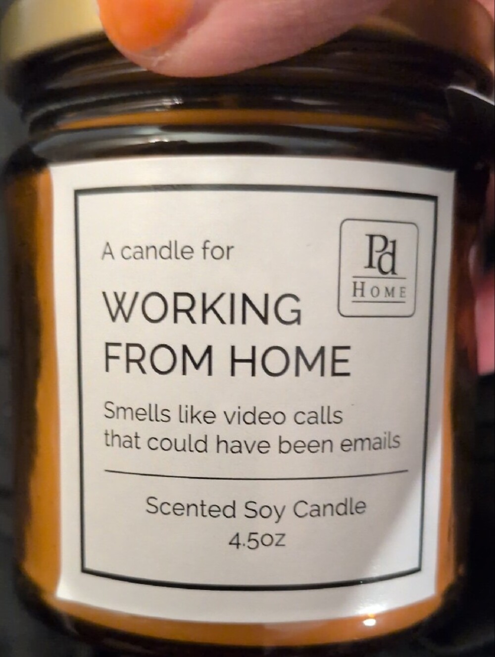 "Working From Home" Scented Soy Candle - Gold Amber - Picture 2 of 8